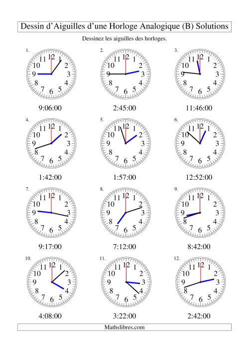 Dessin d'Aiguiles sur Une Horloge Analogique avec 60 Secondes d'Intervalle (B) page 2