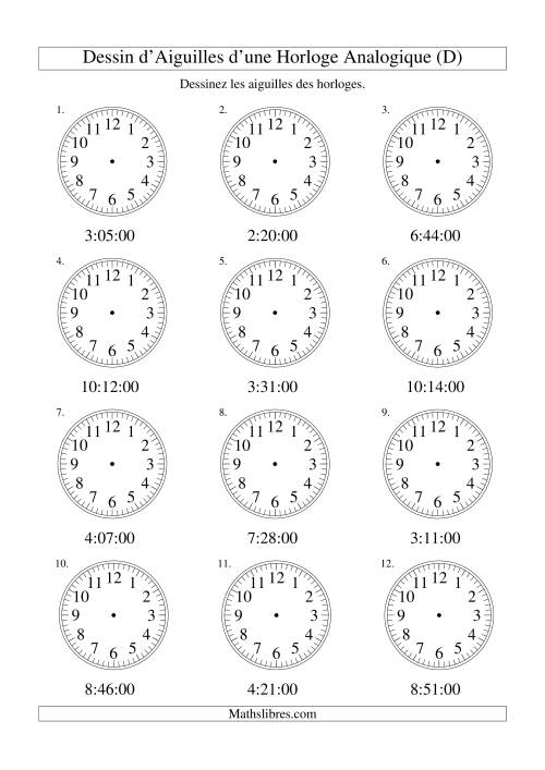 Dessin d'Aiguiles sur Une Horloge Analogique avec 60 Secondes d'Intervalle (D)
