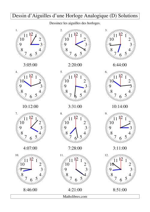 Dessin d'Aiguiles sur Une Horloge Analogique avec 60 Secondes d'Intervalle (D) page 2