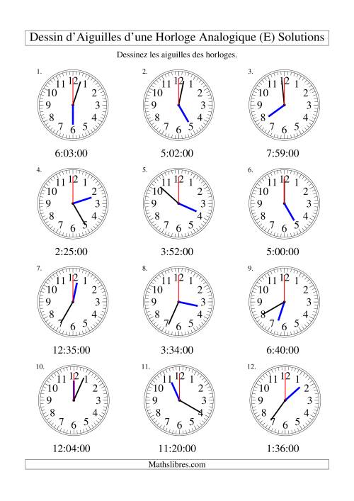 Dessin d'Aiguiles sur Une Horloge Analogique avec 60 Secondes d'Intervalle (E) page 2