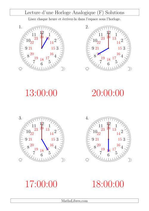 Lecture de l'Heure sur Une Horloge Analogique avec 60 Minutes  & Secondes d'Intervalle (4 Horloges) (F) page 2