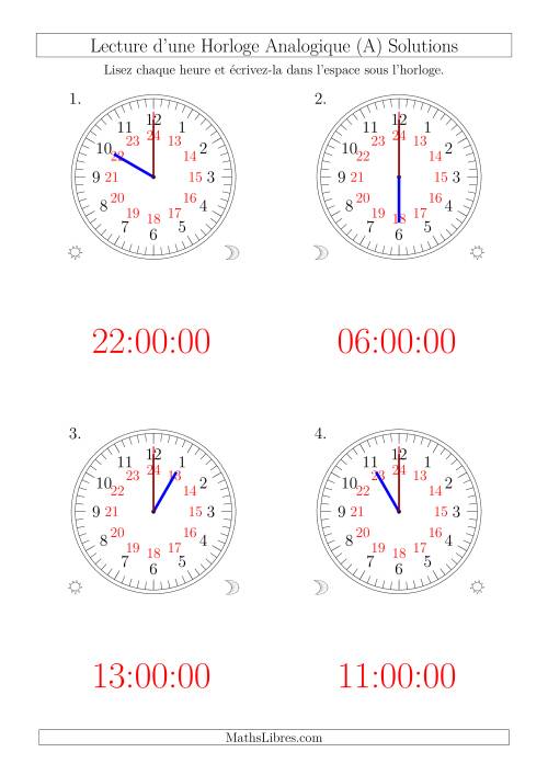 Lecture de l'Heure sur Une Horloge Analogique avec 60 Minutes  & Secondes d'Intervalle (4 Horloges) (Tout) page 2