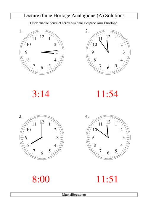 Lecture de l'Heure sur Une Horloge Analogique avec 1 Minute d'Intervalle (Grand Format) (Grand Format) page 2