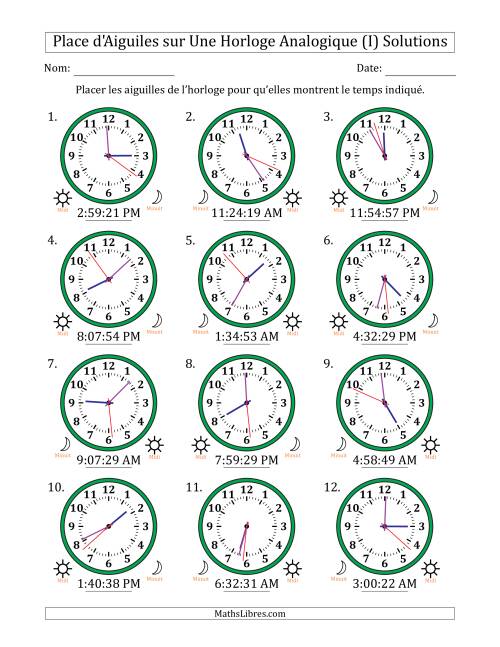 Place d'Aiguiles sur Une Horloge Analogique utilisant le système horaire sur 12 heures avec 1 Secondes d'Intervalle (12 Horloges) (I) page 2