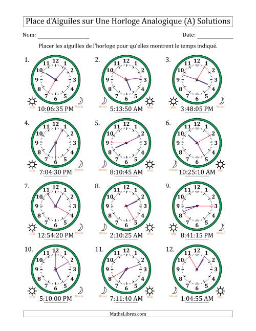 Place d'Aiguiles sur Une Horloge Analogique utilisant le système horaire sur 12 heures avec 5 Secondes d'Intervalle (12 Horloges) (Tout) page 2