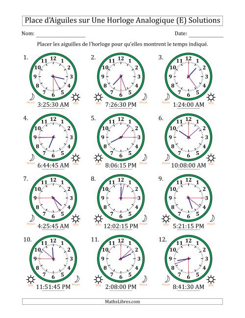 Place d'Aiguiles sur Une Horloge Analogique utilisant le système horaire sur 12 heures avec 15 Secondes d'Intervalle (12 Horloges) (E) page 2