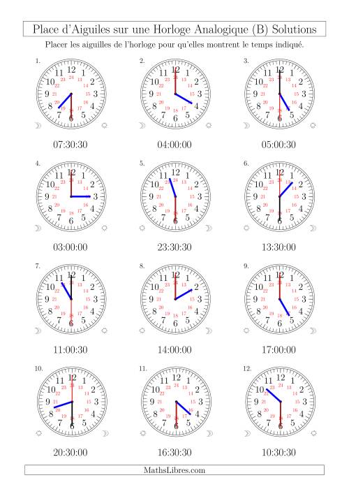 Place d'Aiguiles sur Une Horloge Analogique avec 60 Minutes & Secondes d'Intervalle (12 Horloges) (B) page 2