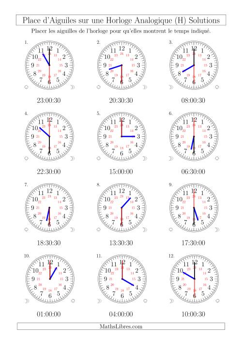 Place d'Aiguiles sur Une Horloge Analogique avec 60 Minutes & Secondes d'Intervalle (12 Horloges) (H) page 2
