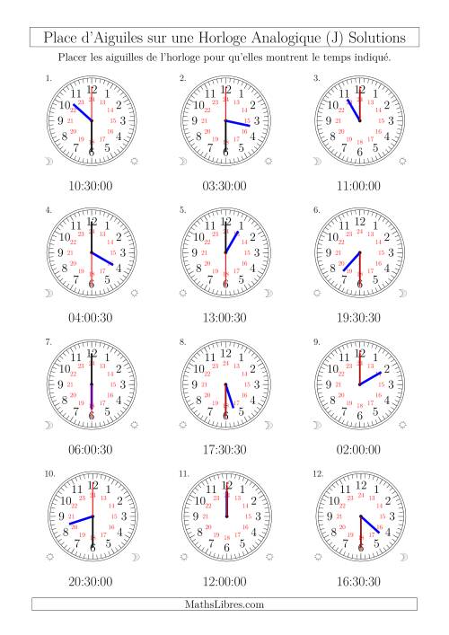 Place d'Aiguiles sur Une Horloge Analogique avec 60 Minutes & Secondes d'Intervalle (12 Horloges) (J) page 2