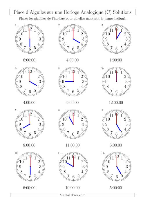 Place d'Aiguiles sur Une Horloge Analogique avec 60 Minutes  & Secondes d'Intervalle (12 Horloges) (C) page 2
