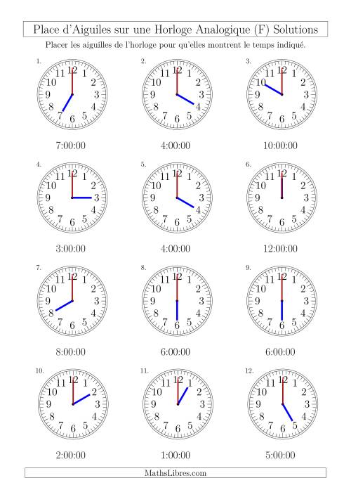 Place d'Aiguiles sur Une Horloge Analogique avec 60 Minutes  & Secondes d'Intervalle (12 Horloges) (F) page 2
