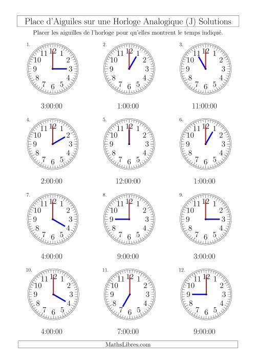 Place d'Aiguiles sur Une Horloge Analogique avec 60 Minutes  & Secondes d'Intervalle (12 Horloges) (J) page 2