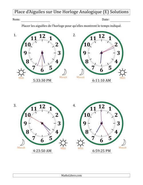 Place d'Aiguiles sur Une Horloge Analogique utilisant le système horaire sur 12 heures avec 5 Secondes d'Intervalle (4 Horloges) (E) page 2