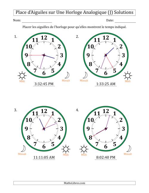 Place d'Aiguiles sur Une Horloge Analogique utilisant le système horaire sur 12 heures avec 5 Secondes d'Intervalle (4 Horloges) (J) page 2