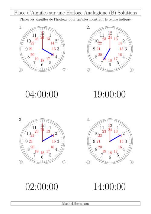 Place d'Aiguiles sur Une Horloge Analogique avec 60 Minutes  & Secondes d'Intervalle (12 Horloges) (B) page 2