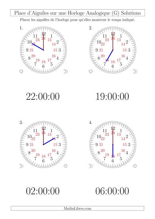 Place d'Aiguiles sur Une Horloge Analogique avec 60 Minutes  & Secondes d'Intervalle (12 Horloges) (G) page 2