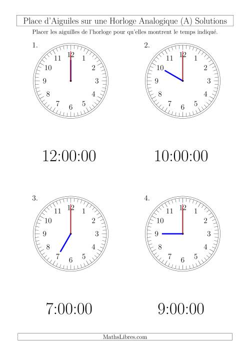Place d'Aiguiles sur Une Horloge Analogique avec 60 Minutes  & Secondes d'Intervalle (4 Horloges) (A) page 2
