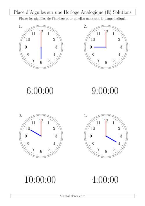 Place d'Aiguiles sur Une Horloge Analogique avec 60 Minutes  & Secondes d'Intervalle (4 Horloges) (E) page 2