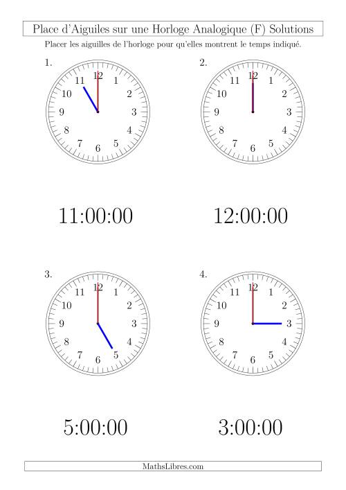 Place d'Aiguiles sur Une Horloge Analogique avec 60 Minutes  & Secondes d'Intervalle (4 Horloges) (F) page 2