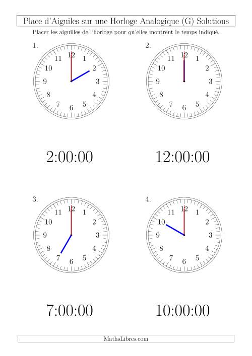 Place d'Aiguiles sur Une Horloge Analogique avec 60 Minutes  & Secondes d'Intervalle (4 Horloges) (G) page 2