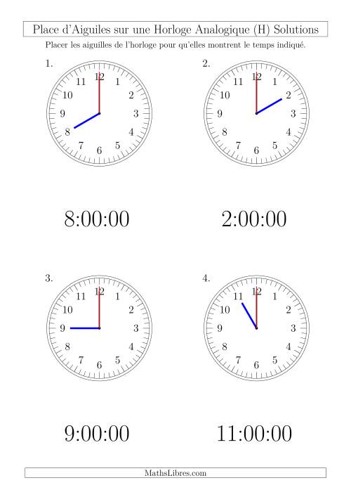 Place d'Aiguiles sur Une Horloge Analogique avec 60 Minutes  & Secondes d'Intervalle (4 Horloges) (H) page 2