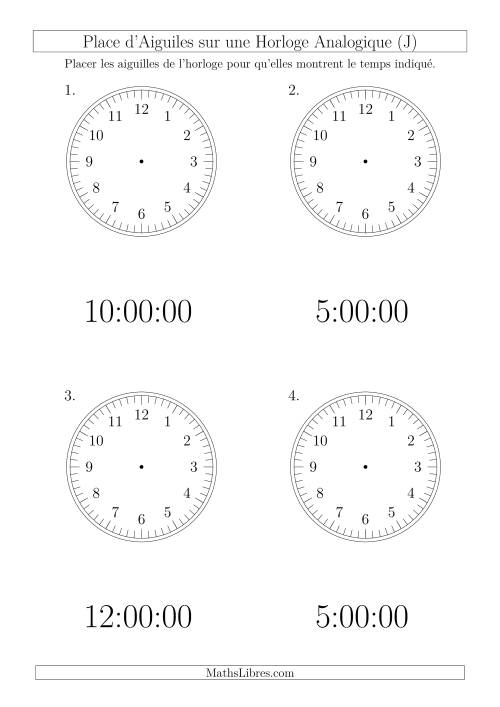 Place d'Aiguiles sur Une Horloge Analogique avec 60 Minutes  & Secondes d'Intervalle (4 Horloges) (J)