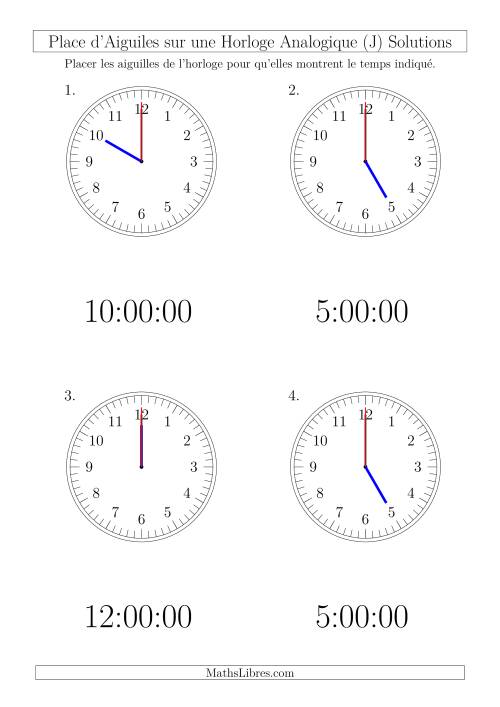 Place d'Aiguiles sur Une Horloge Analogique avec 60 Minutes  & Secondes d'Intervalle (4 Horloges) (J) page 2