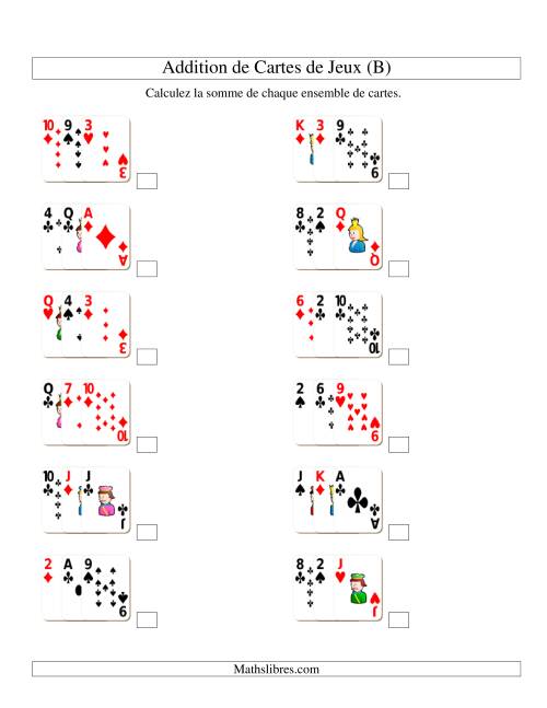 Addition de trois cartes de jeu (B)