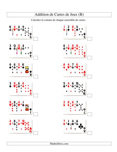 Addition de quatre cartes de jeu (B)