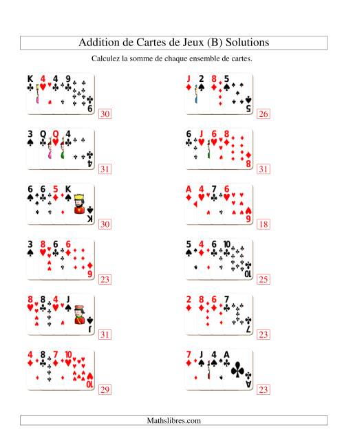 Addition de quatre cartes de jeu (B) page 2