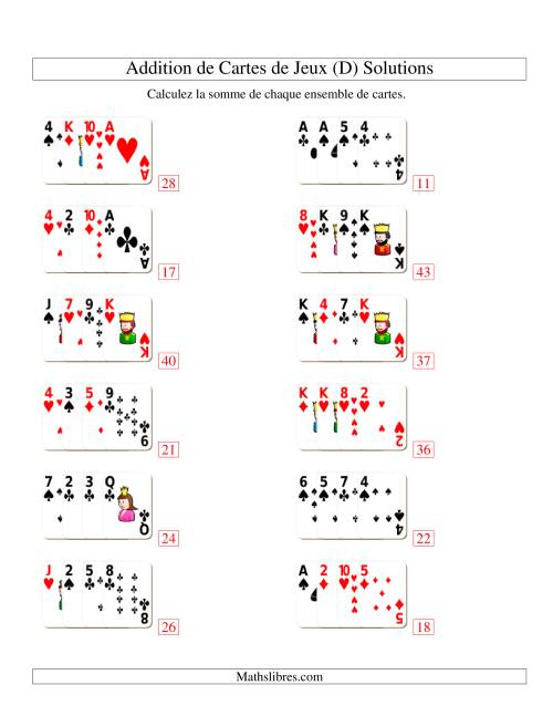 Addition de quatre cartes de jeu (D) page 2