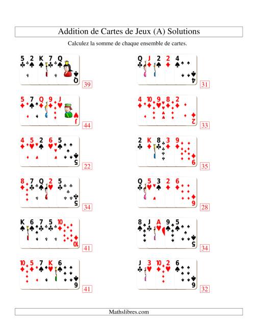 Addition de cinq cartes de jeu (A) page 2