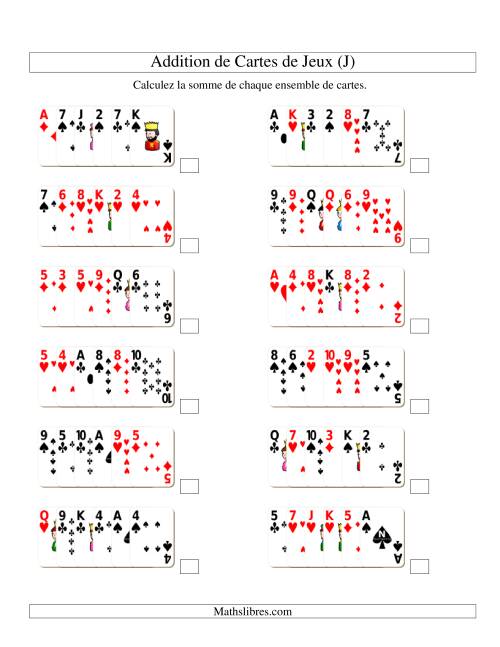 Addition de six cartes de jeu (J)