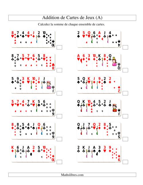 Addition de sept cartes de jeu (A)