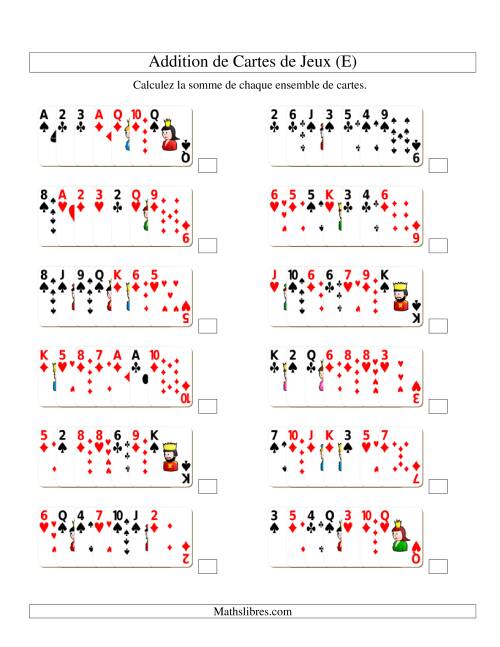 Addition de sept cartes de jeu (E)