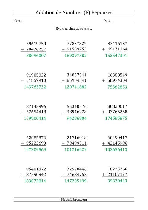 Addition d'un Nombre à 8 Chiffres par un Nombre à 8 Chiffres (F) page 2