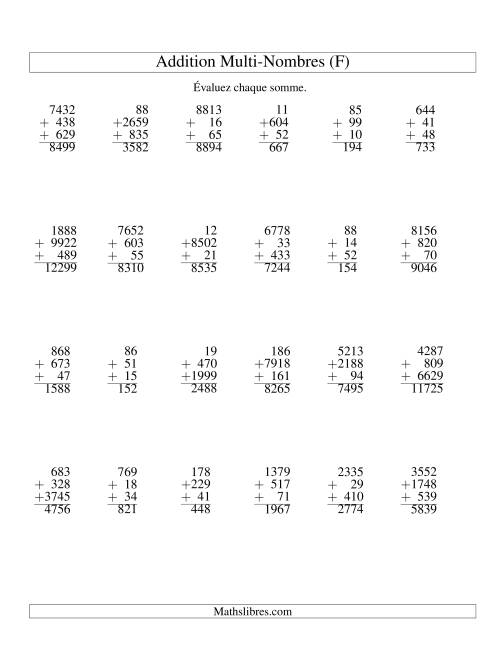 Addition de trois nombres à chiffres variés (F)