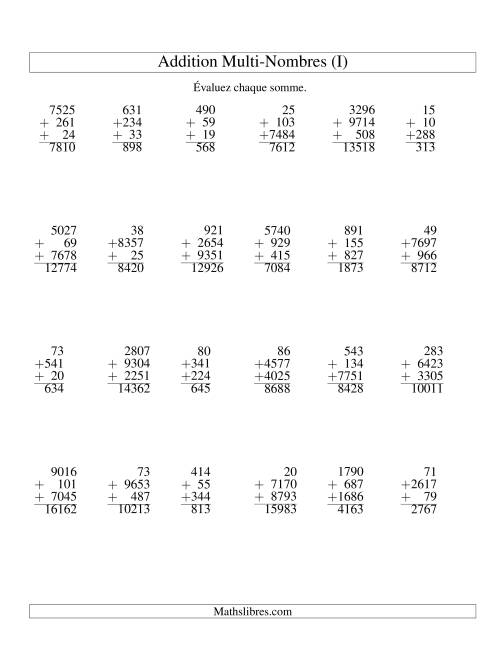 Addition de trois nombres à chiffres variés (I)