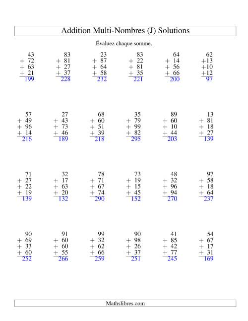 Addition de quatre nombres à deux chiffres (J) page 2