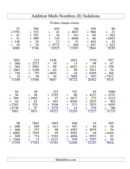 Addition de six nombres à chiffres variés (E) page 2
