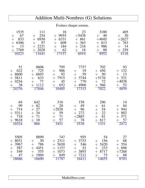 Addition de six nombres à chiffres variés (G) page 2