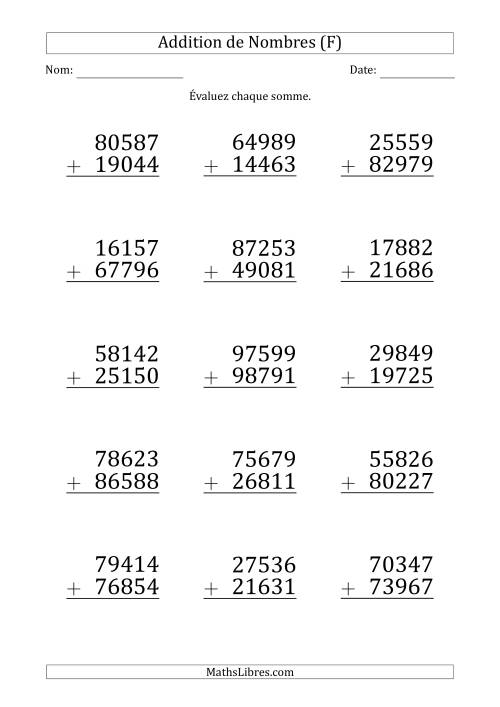 Addition d'un Nombre à 5 Chiffres par un Nombre à 5 Chiffres (Gros Caractère) (F)