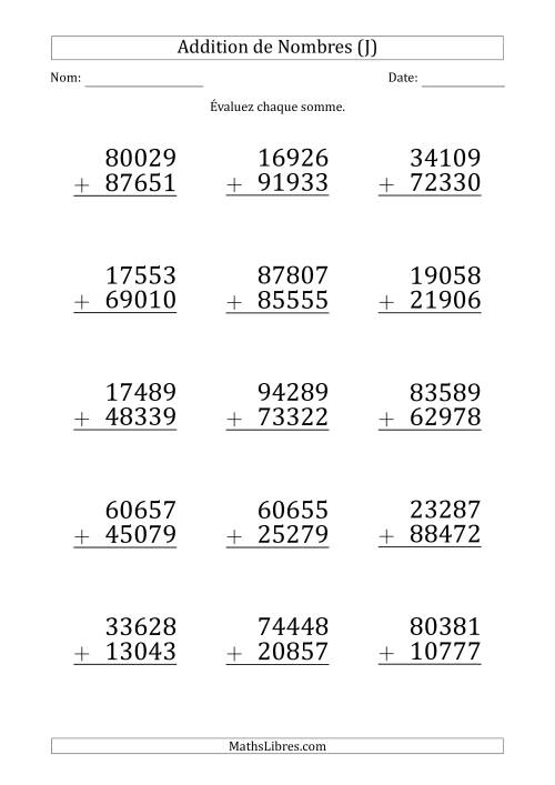 Addition d'un Nombre à 5 Chiffres par un Nombre à 5 Chiffres (Gros Caractère) (J)