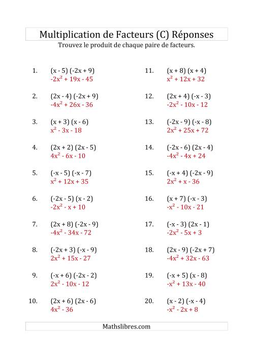 Multiplication des Facteurs Quadratiques avec des Coefficients «a» de 1, -1, 2 ou -2 (C) page 2