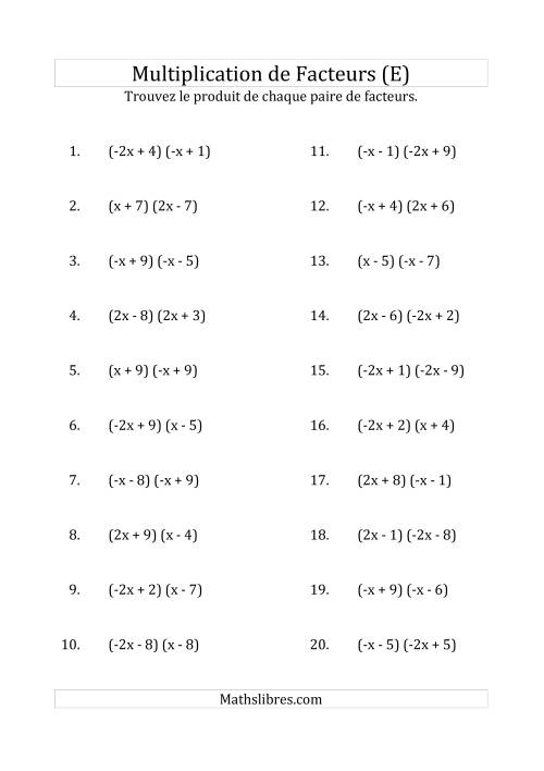 Multiplication des Facteurs Quadratiques avec des Coefficients «a» de 1, -1, 2 ou -2 (E)