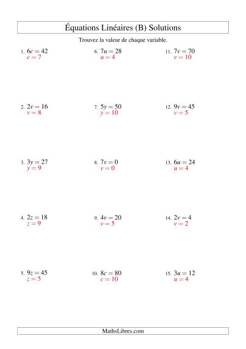 Résolution d'Équations Linéaires -- Forme ax = c (B) page 2