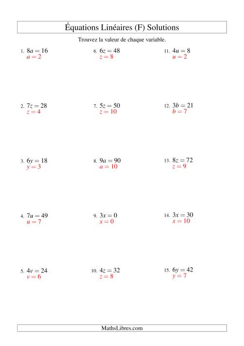 Résolution d'Équations Linéaires -- Forme ax = c (F) page 2