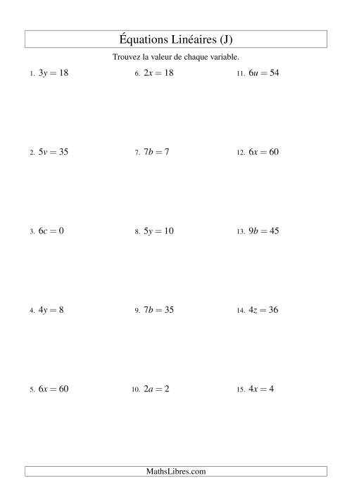 Résolution d'Équations Linéaires -- Forme ax = c (J)