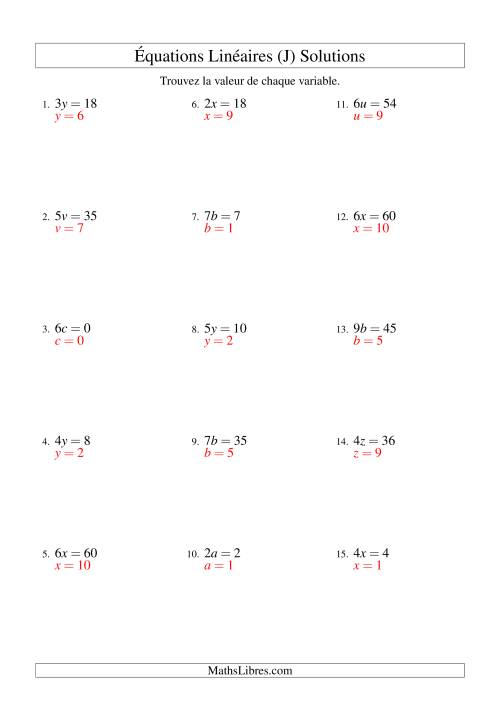 Résolution d'Équations Linéaires -- Forme ax = c (J) page 2