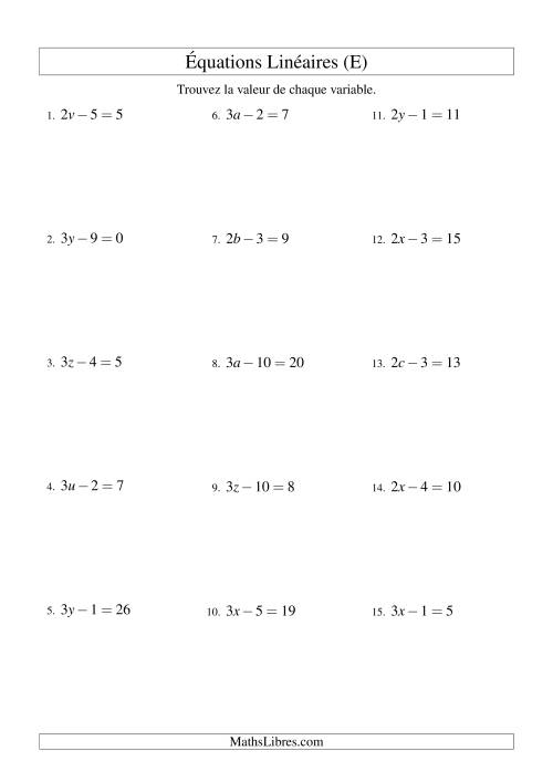 Résolution d'Équations Linéaires -- Forme ax - b = c (E)